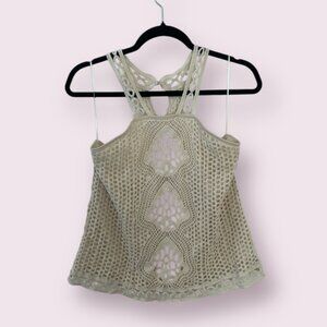 ⭐️Woven Crochet Boho Bohemian Hipster Hippie Artsy Weave Halter Vaca Tank Blouse